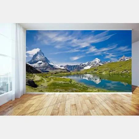 Fototapete alpensee mit bergspiegelung – Wallnifity®