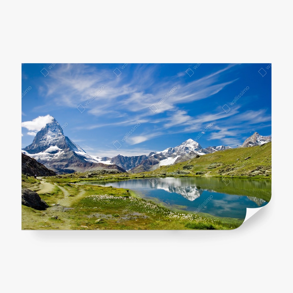Fototapete alpensee mit bergspiegelung – Wallnifity®