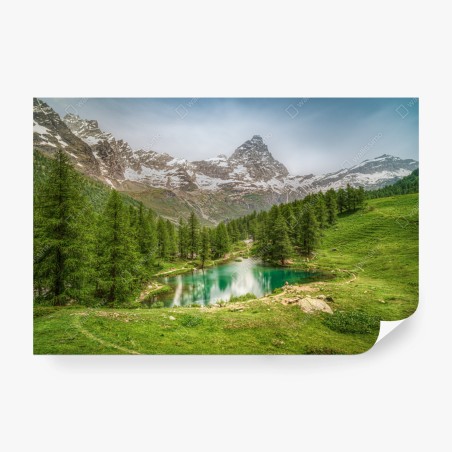 Fototapete türkisfarbener alpensee bei Cervinia – Wallnifity®