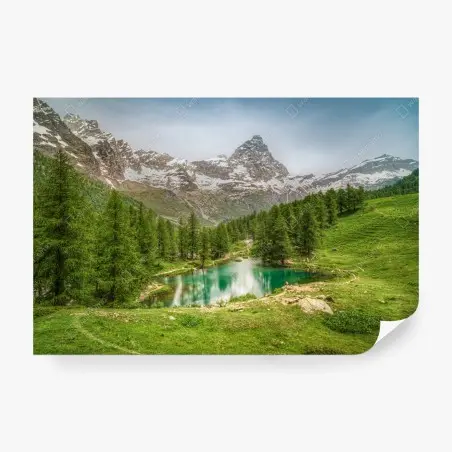 Fototapete türkisfarbener alpensee bei Cervinia – Wallnifity®