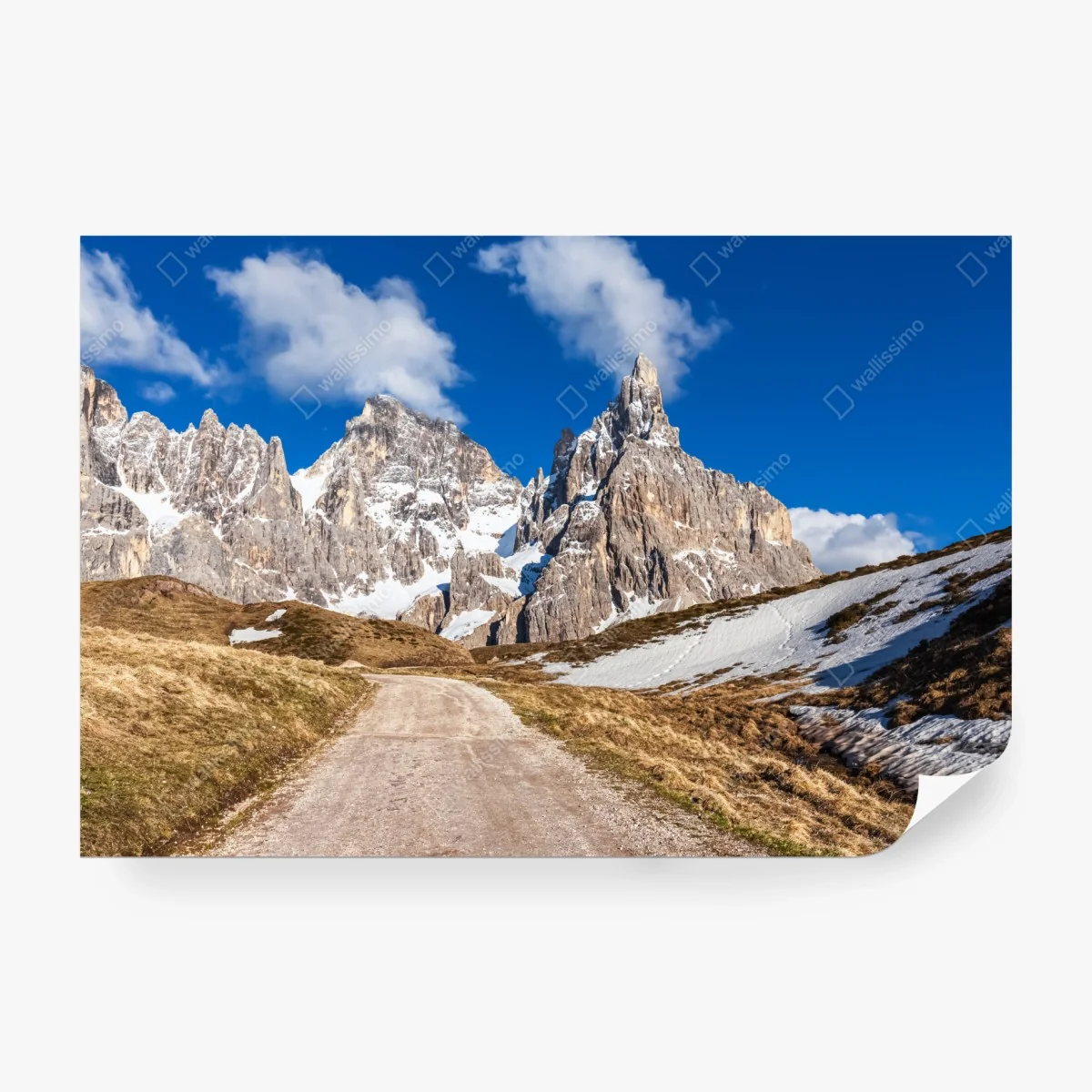 Fototapete hohe berggipfel und ein sich windender weg – Wallnifity®
