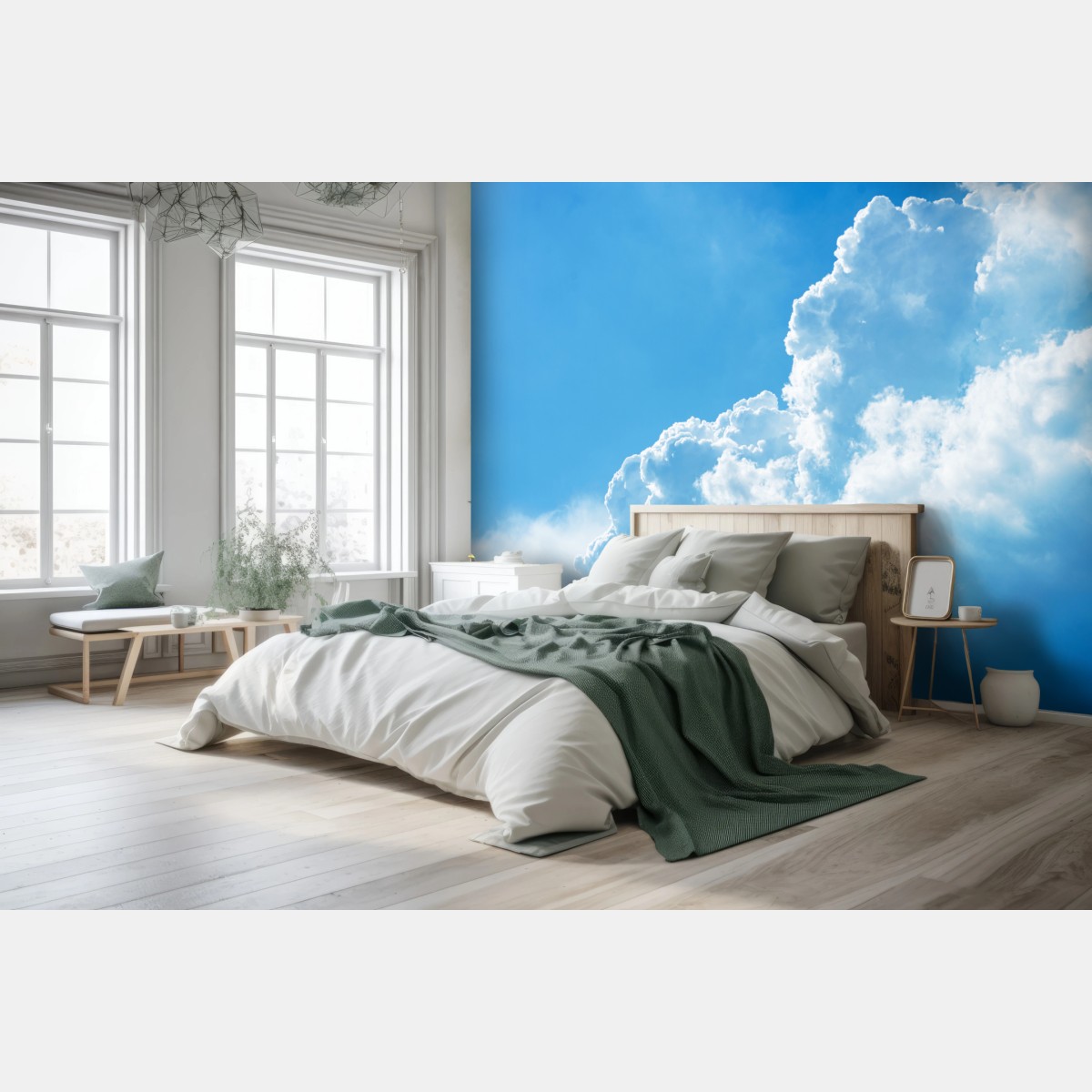Fototapete sanfter blauer himmel mit fluffigen wolken – Wallnifity®