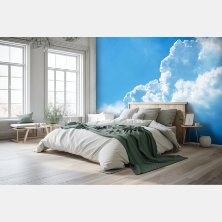 Fototapete sanfter blauer himmel mit fluffigen wolken – Wallnifity®