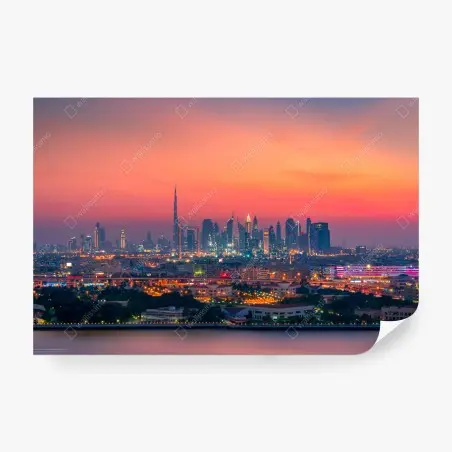 Fototapete Dubai skyline bei sonnenuntergang – Wallnifity®