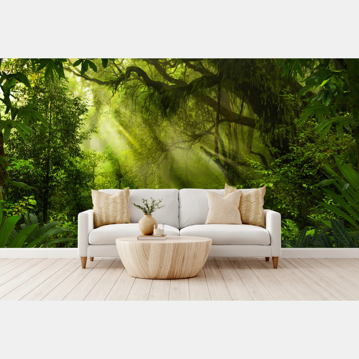 Fototapete sonnenbeschienener waldweg – Wallnifity®