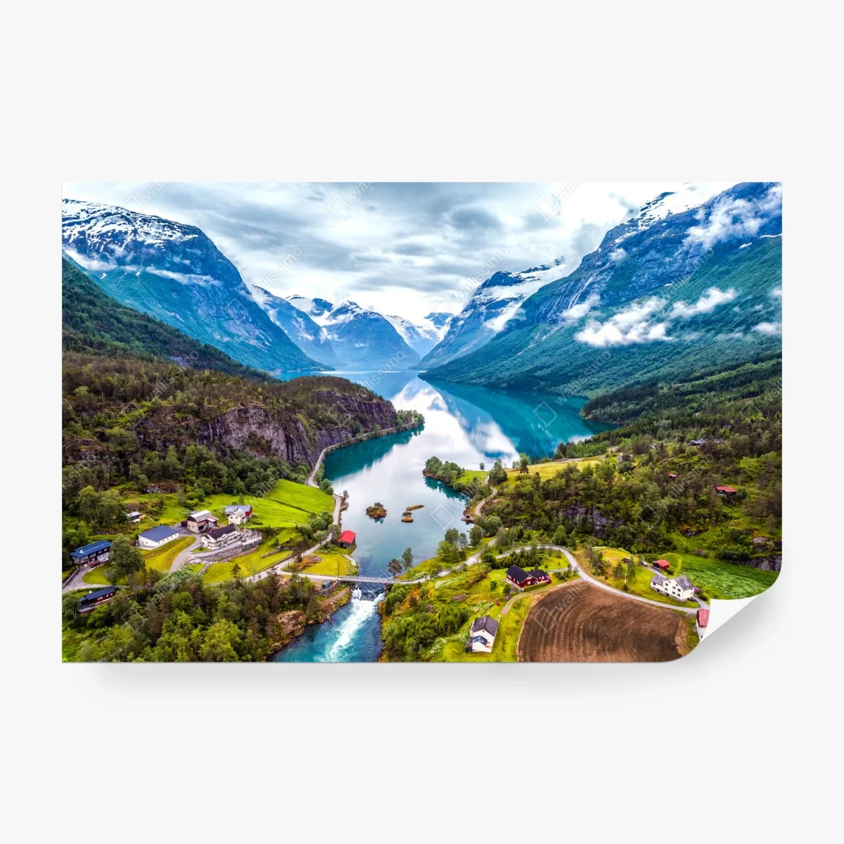 Fototapete Norwegen fjord aus der luft – Wallnifity®