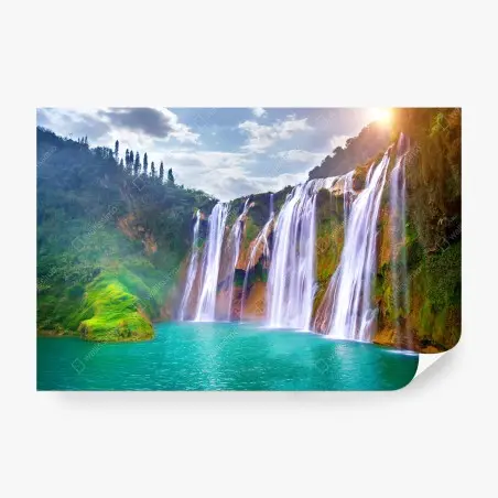 Fototapete Jiulong wasserfall türkis kaskade in Luoping, China – Wallnifity®