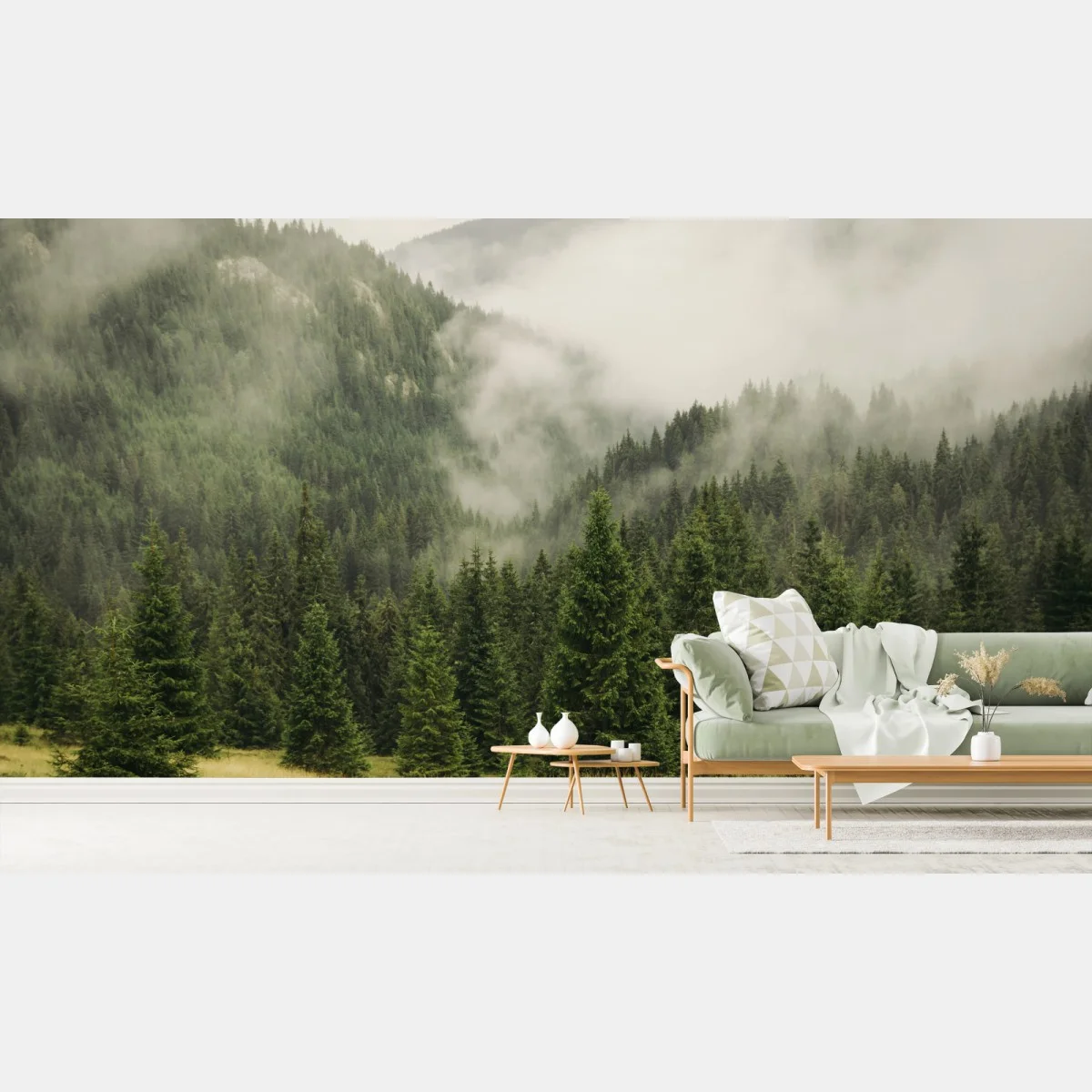Fototapete nebeliger nadelwald – Wallnifity® Fototapete nebeliger nadelwald – Wallnifity®