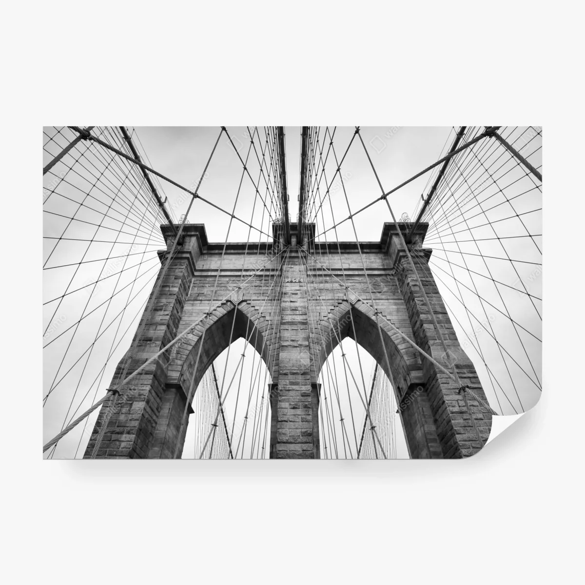 Fototapete monochrome hängebrücke aus grafischer perspektive – Wallnifity®