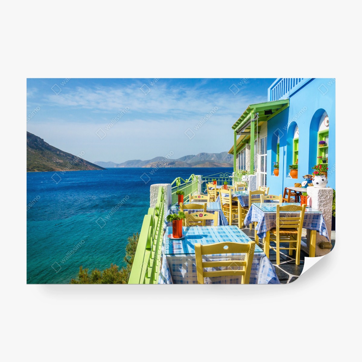 Fototapete sonnige terrasse am Mittelmeer – Wallnifity®