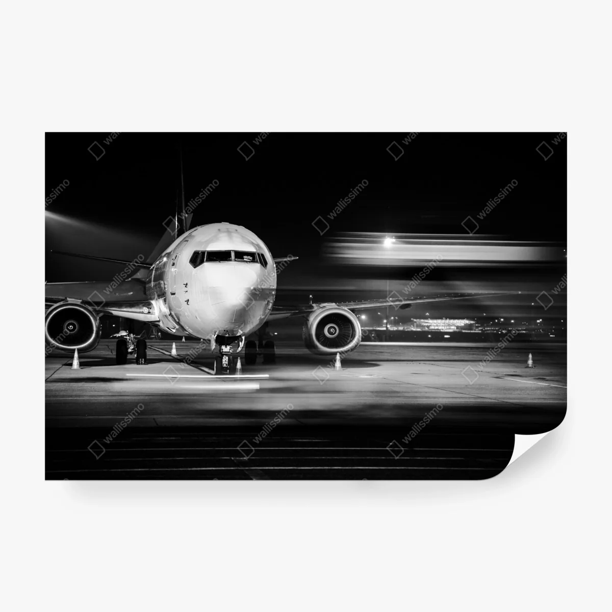 Fototapete monochromes jet auf dem rollfeld bei nacht – Wallnifity®