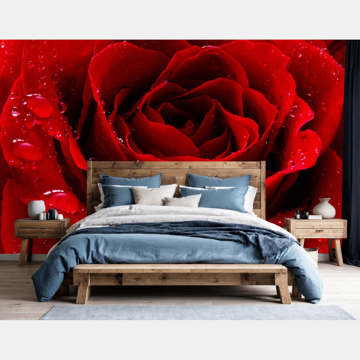 Fototapete leuchtend rote rose nahaufnahme – Wallnifity®