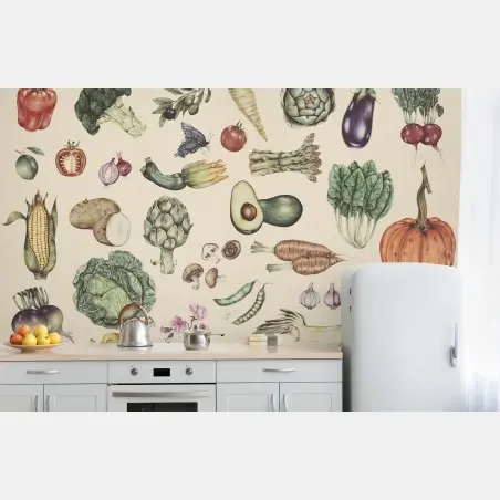 Fototapete handgezeichnetes botanisches gemüsemotiv – Wallnifity®