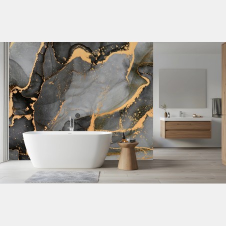 Fototapete rauchiger grauer marmor mit goldenen adern – Wallnifity®