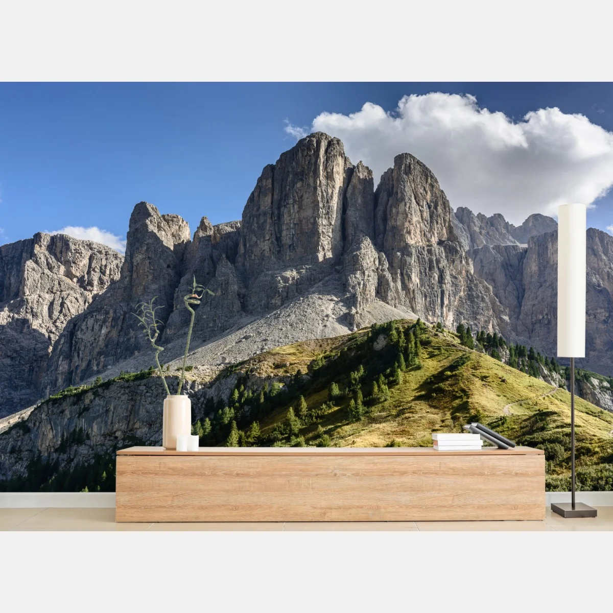 Fototapete majestätische gipfel über grünen hügeln – Wallnifity® Fototapete majestätische gipfel über grünen hügeln – Wallnifity®