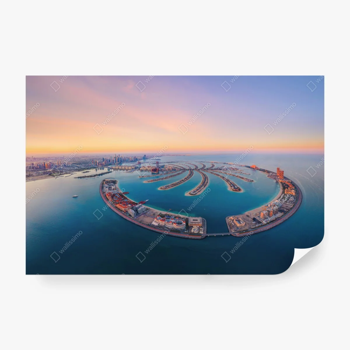 Fototapete sonnenuntergang über Palm Jumeirah luftaufnahme – Wallnifity®