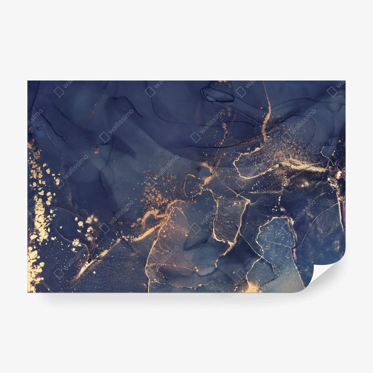 Fototapete dunkelblaue marmor-abstraktion mit goldenen adern – Wallnifity®