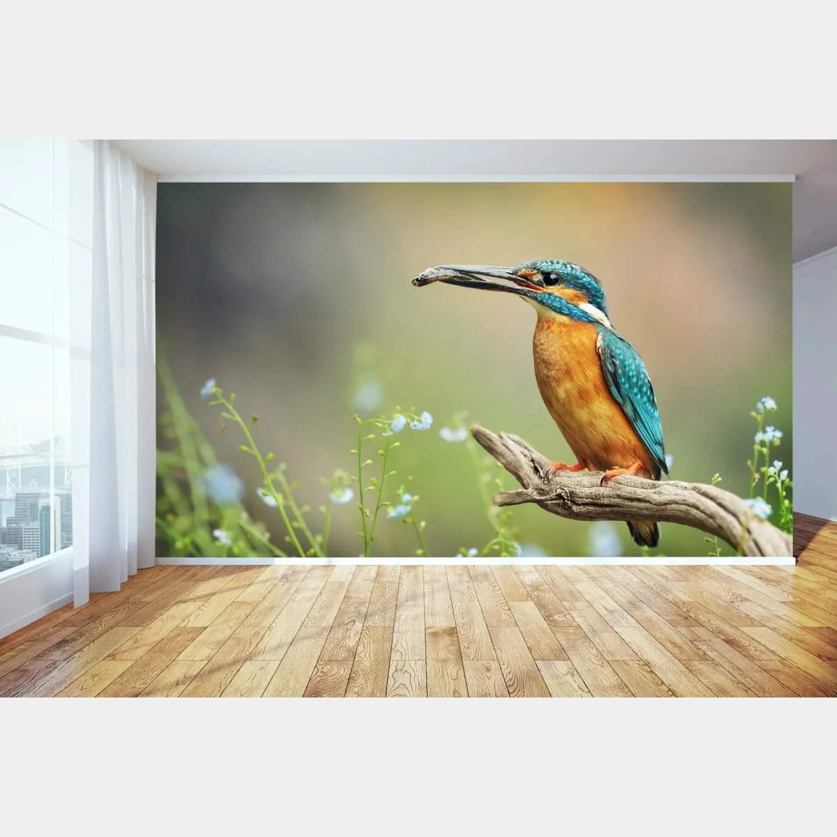 Fototapete eisvogel auf einem ast mit fisch – Wallnifity® Fototapete eisvogel auf einem ast mit fisch – Wallnifity®