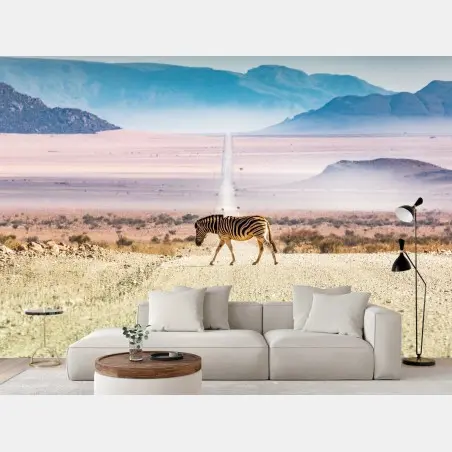 Fototapete zebra auf der wüstenstraße – Wallnifity®