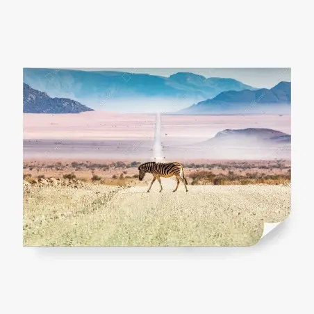 Fototapete zebra auf der wüstenstraße – Wallnifity®