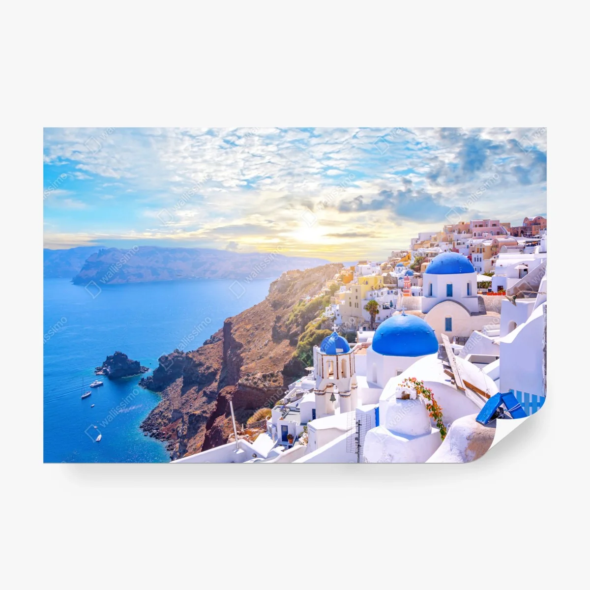 Fototapete sonniges Oia auf der caldera von Santorini – Wallnifity®