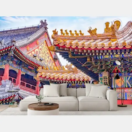 Fototapete verziertes dach des Lama Temple, Beijing – Wallnifity®
