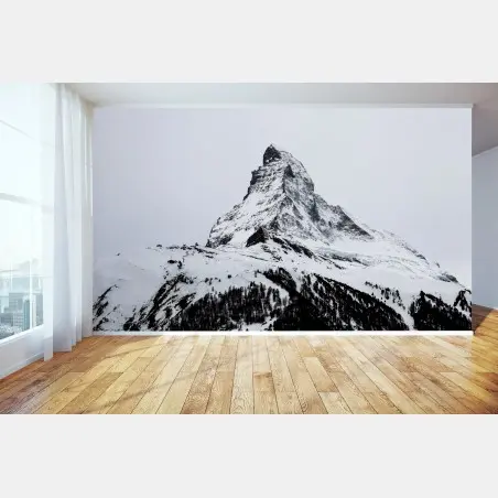Fototapete einsamer schneebedeckter berggipfel – Wallnifity®