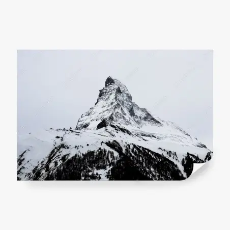 Fototapete einsamer schneebedeckter berggipfel – Wallnifity®