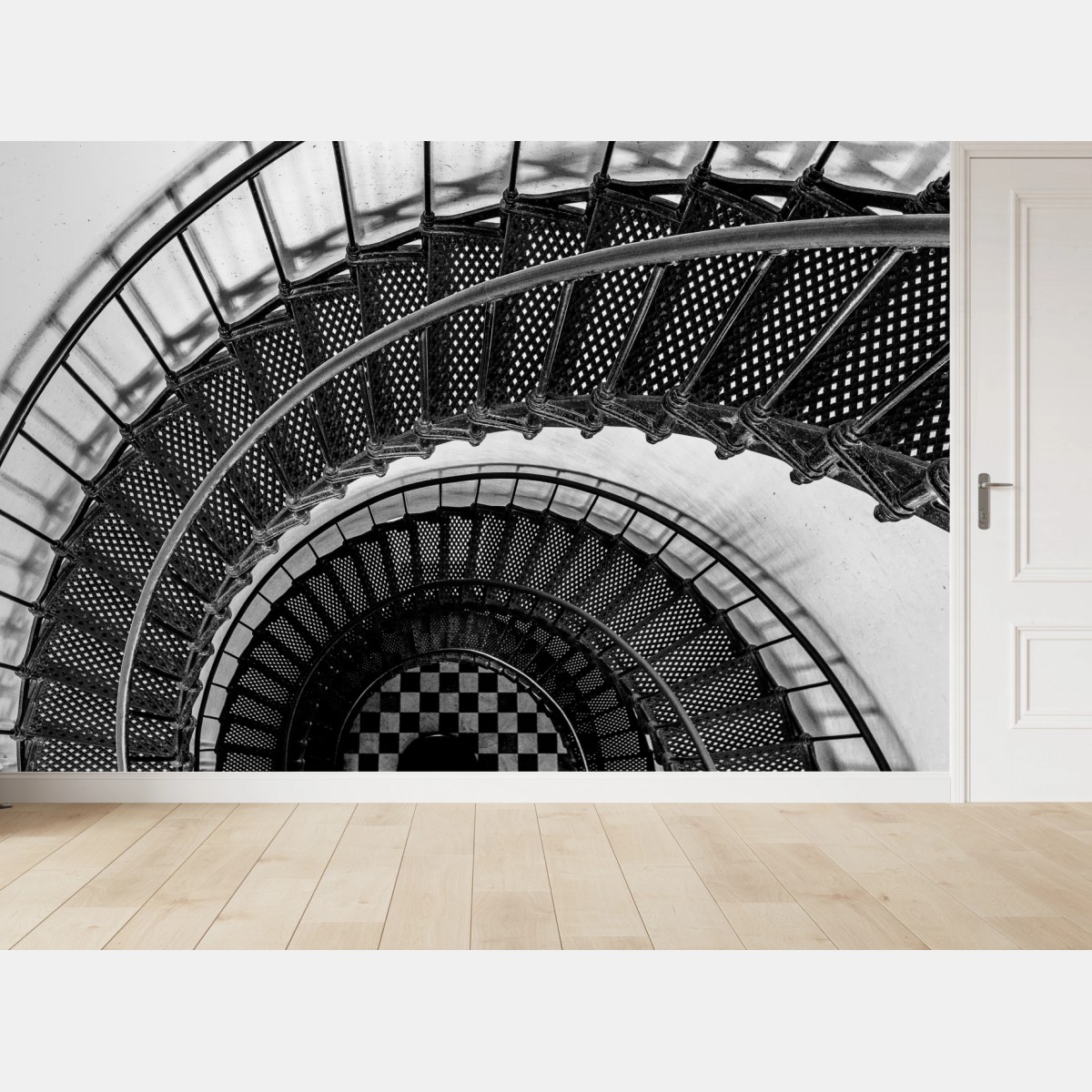 Fototapete wendeltreppe in schwarzweiß – Wallnifity®