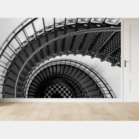 Fototapete wendeltreppe in schwarzweiß – Wallnifity®