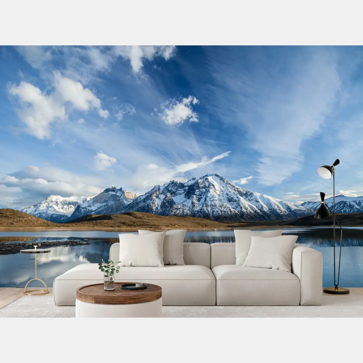 Fototapete bergspiegelungen auf stillem see – Wallnifity®