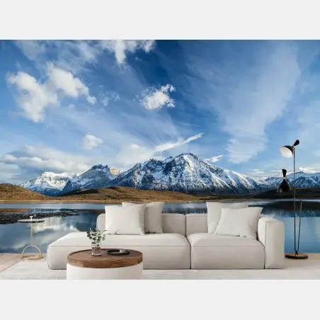 Fototapete bergspiegelungen auf stillem see – Wallnifity®