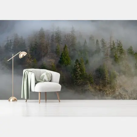 Fototapete nebliger bergwald – Wallnifity®