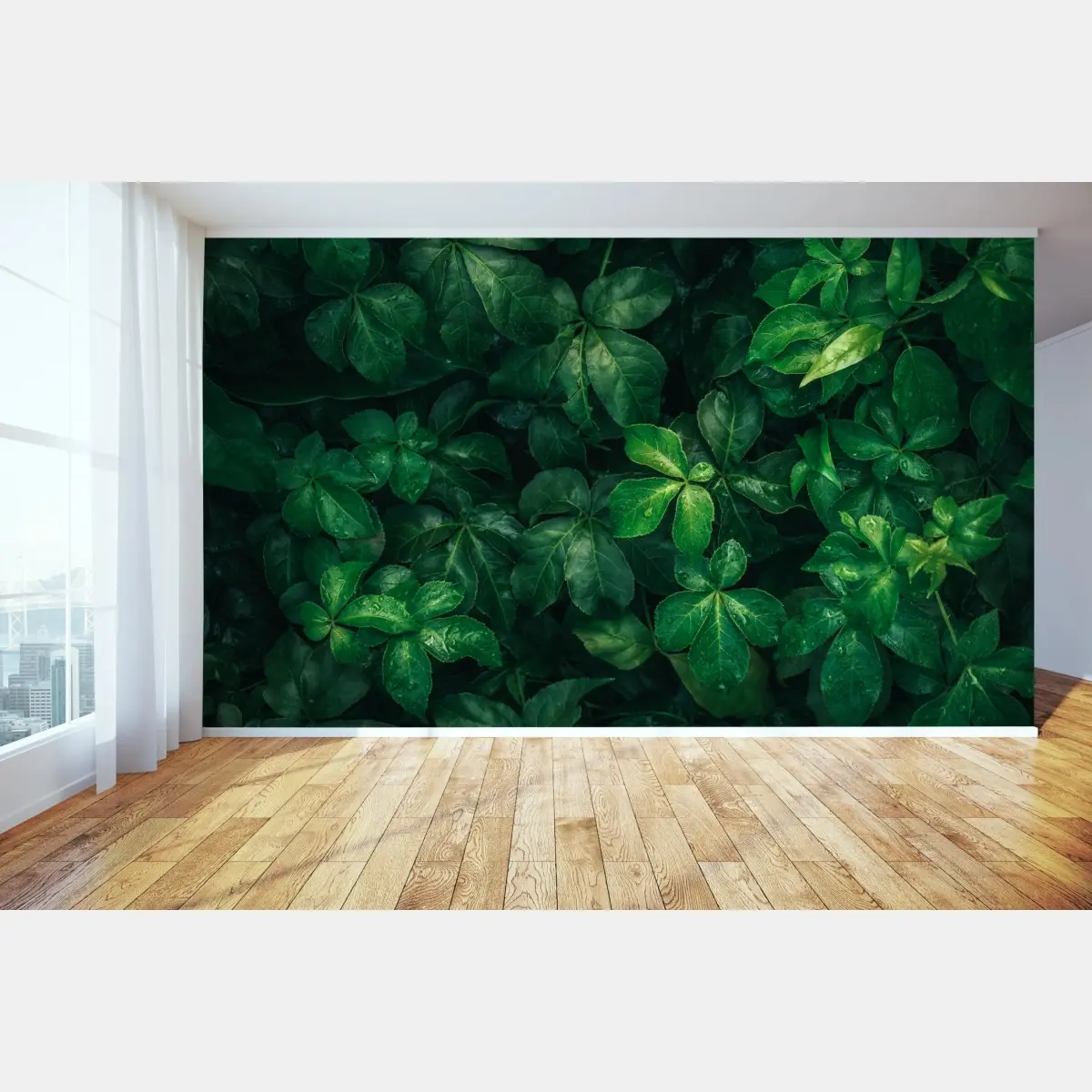 Fototapete üppiges tropisches grünes laub – Wallnifity®
