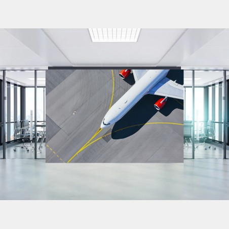 Fototapete luftaufnahme eines flugzeugs auf dem rollfeld – Wallnifity®
