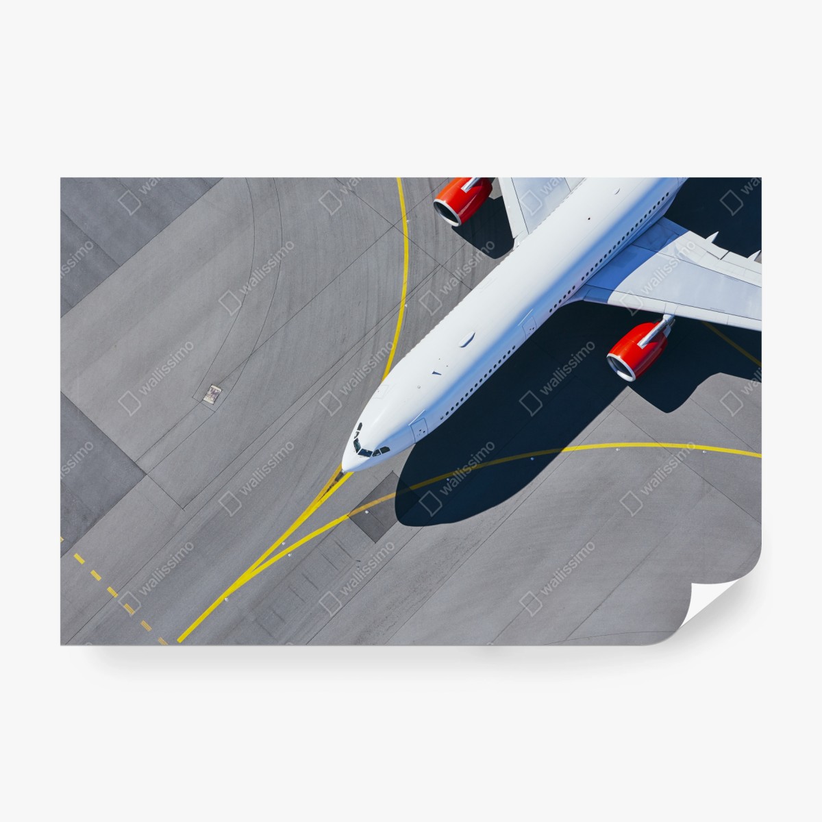Fototapete luftaufnahme eines flugzeugs auf dem rollfeld – Wallnifity®