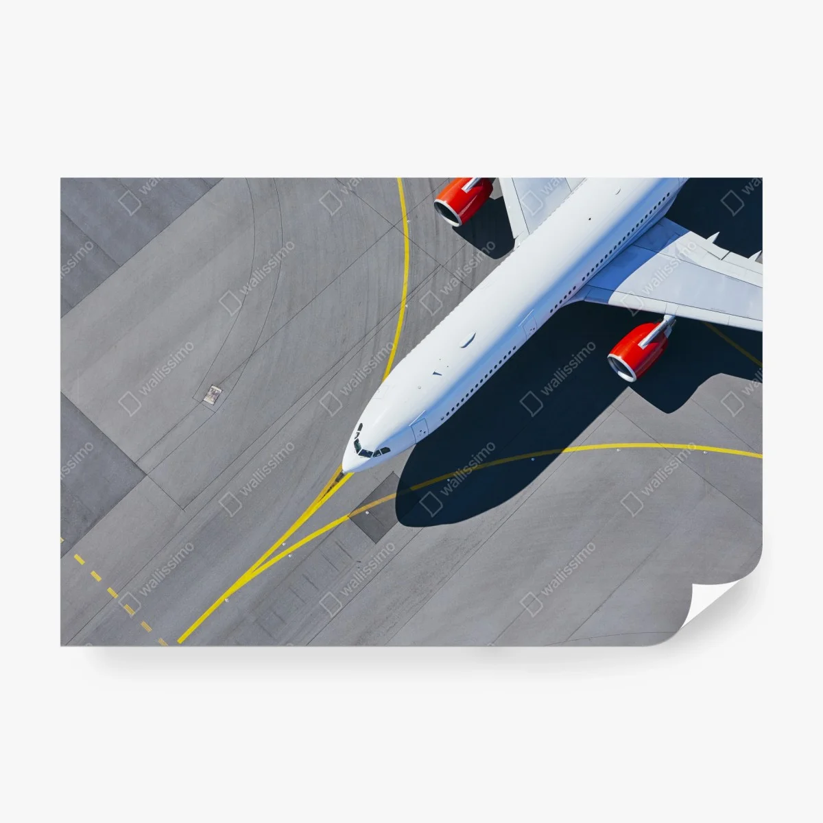 Fototapete luftaufnahme eines flugzeugs auf dem rollfeld – Wallnifity®