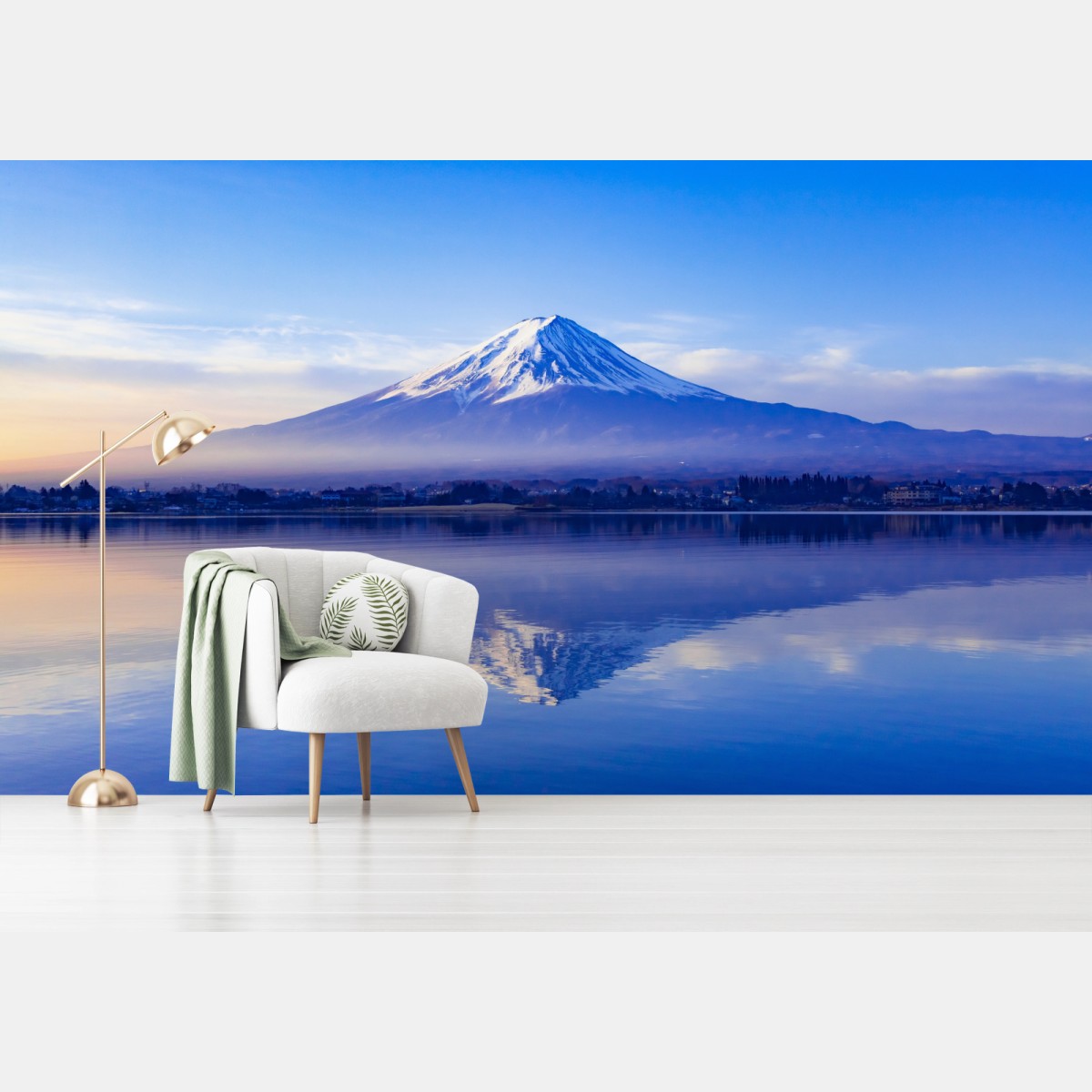 Fototapete Mount Fuji morgendliche reflexion über ruhigem see – Wallnifity®