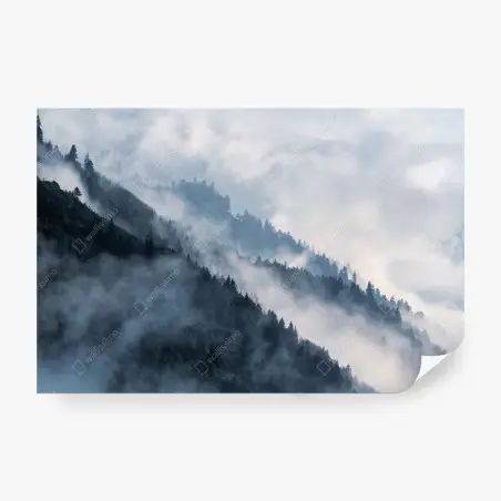 Fototapete nebelverhangene bergkämme – Wallnifity®