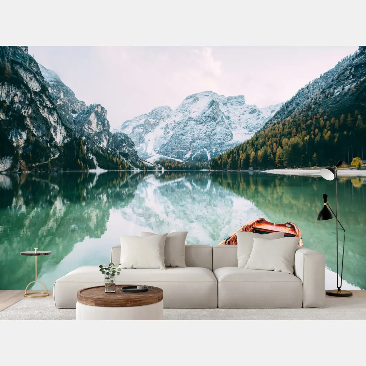 Fototapete ruhige spiegelungen am Pragser Wildsee – Wallnifity®