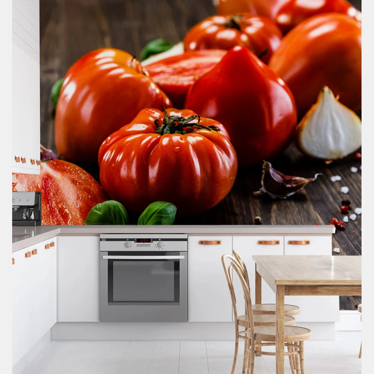 Fototapete reife tomaten auf rustikalem holztisch – Wallnifity® Fototapete reife tomaten auf rustikalem holztisch – Wallnifity®