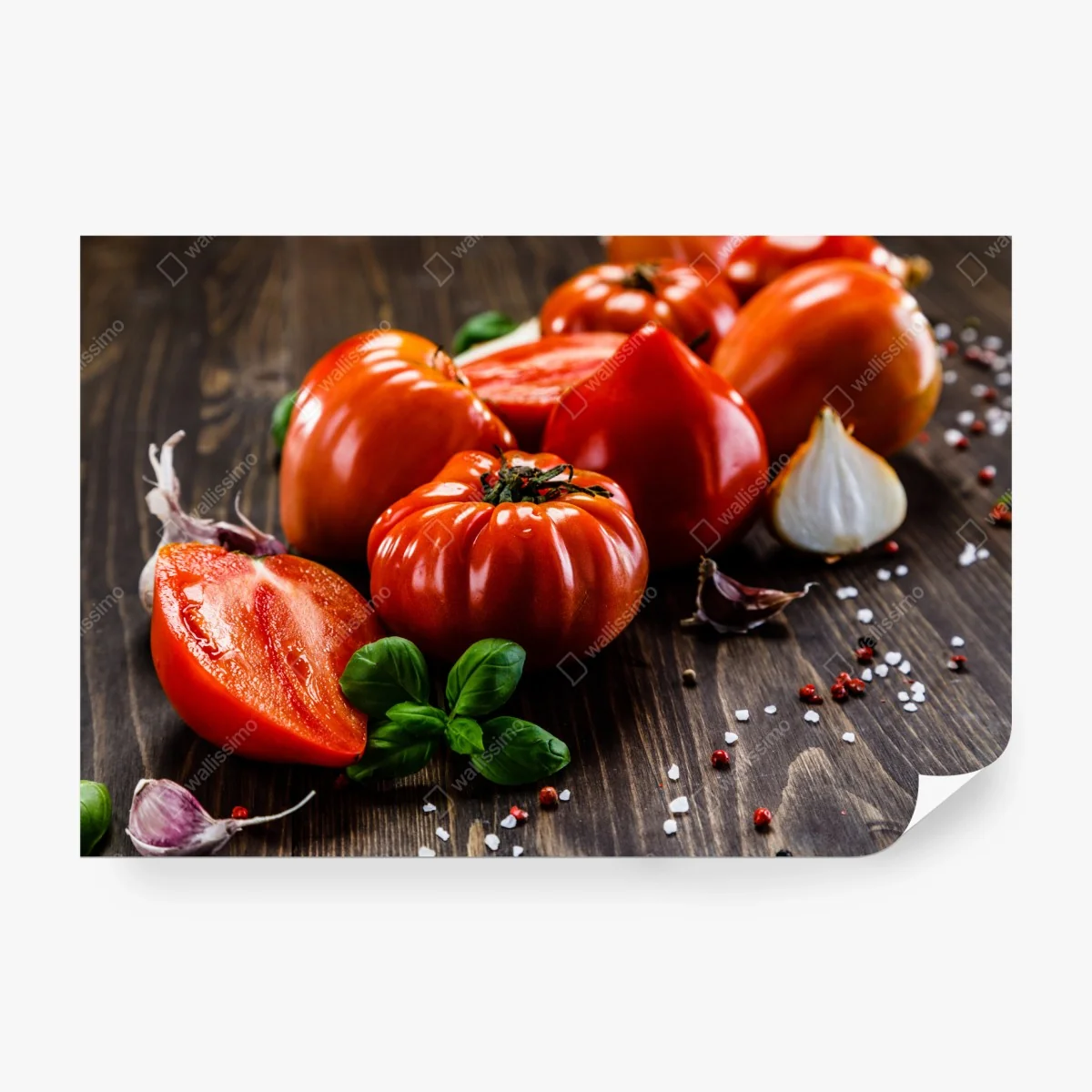 Fototapete reife tomaten auf rustikalem holztisch – Wallnifity® Fototapete reife tomaten auf rustikalem holztisch – Wallnifity®