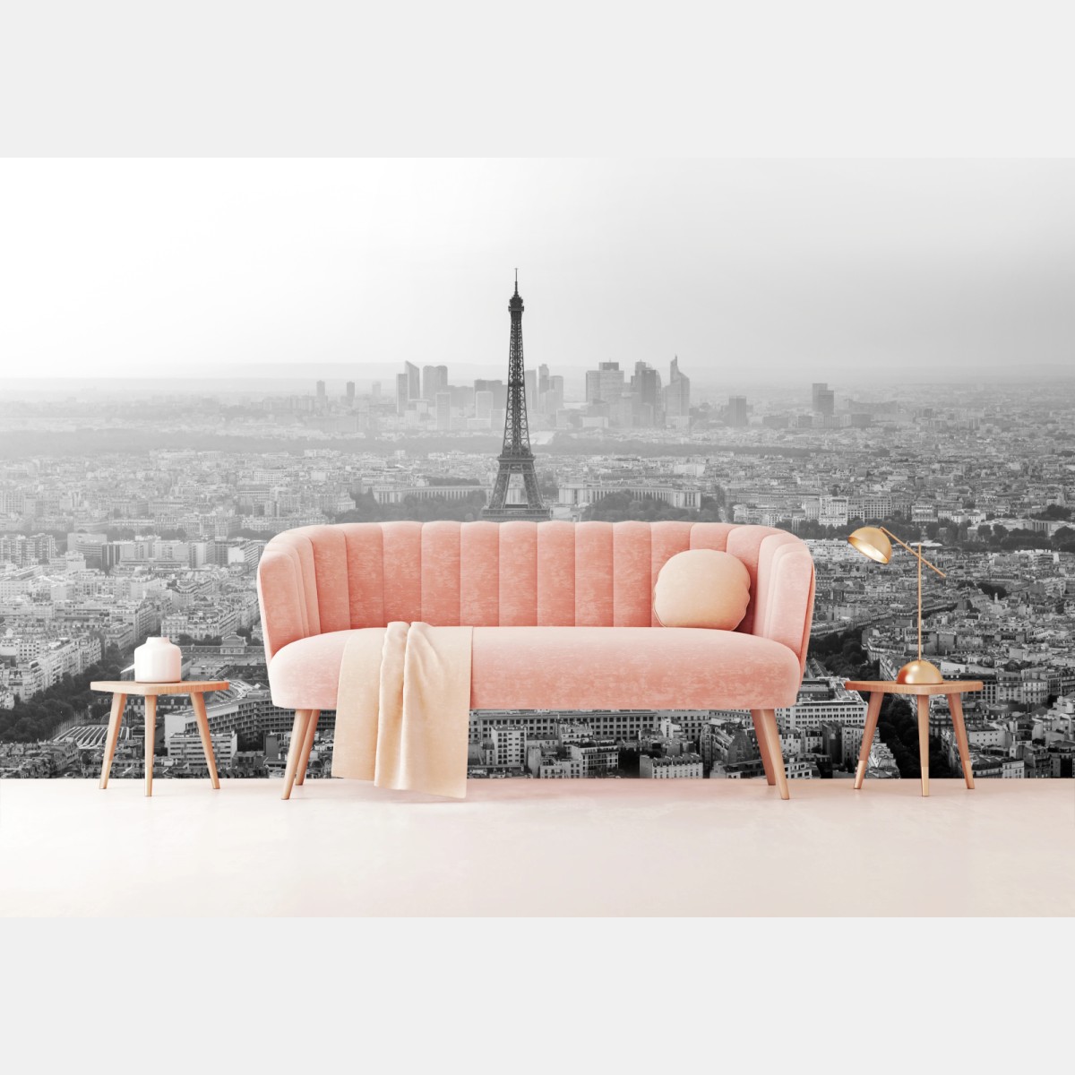 Fototapete elegante Eiffelturm luftaufnahme in graustufen – Wallnifity®