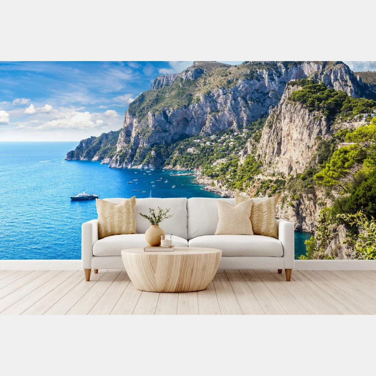 Fototapete Capri sommerküste mit klippen – Wallnifity® Fototapete Capri sommerküste mit klippen – Wallnifity®