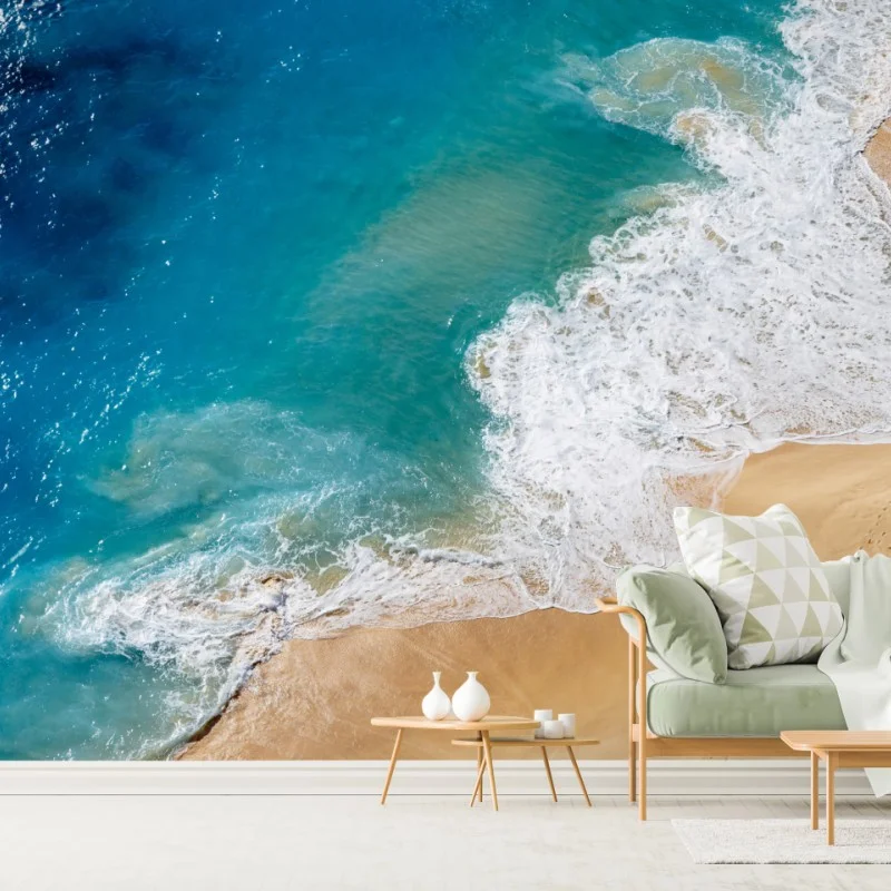 Fototapete luftaufnahme türkisfarbener strand – Wallnifity®