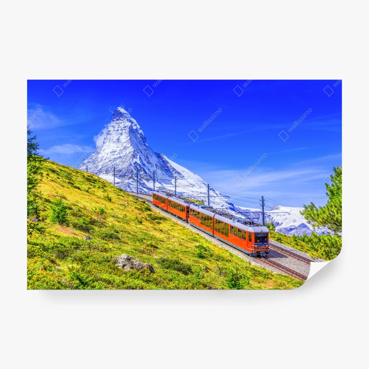 Fototapete Gornergrat zug vor dem Matterhorn – Wallnifity®