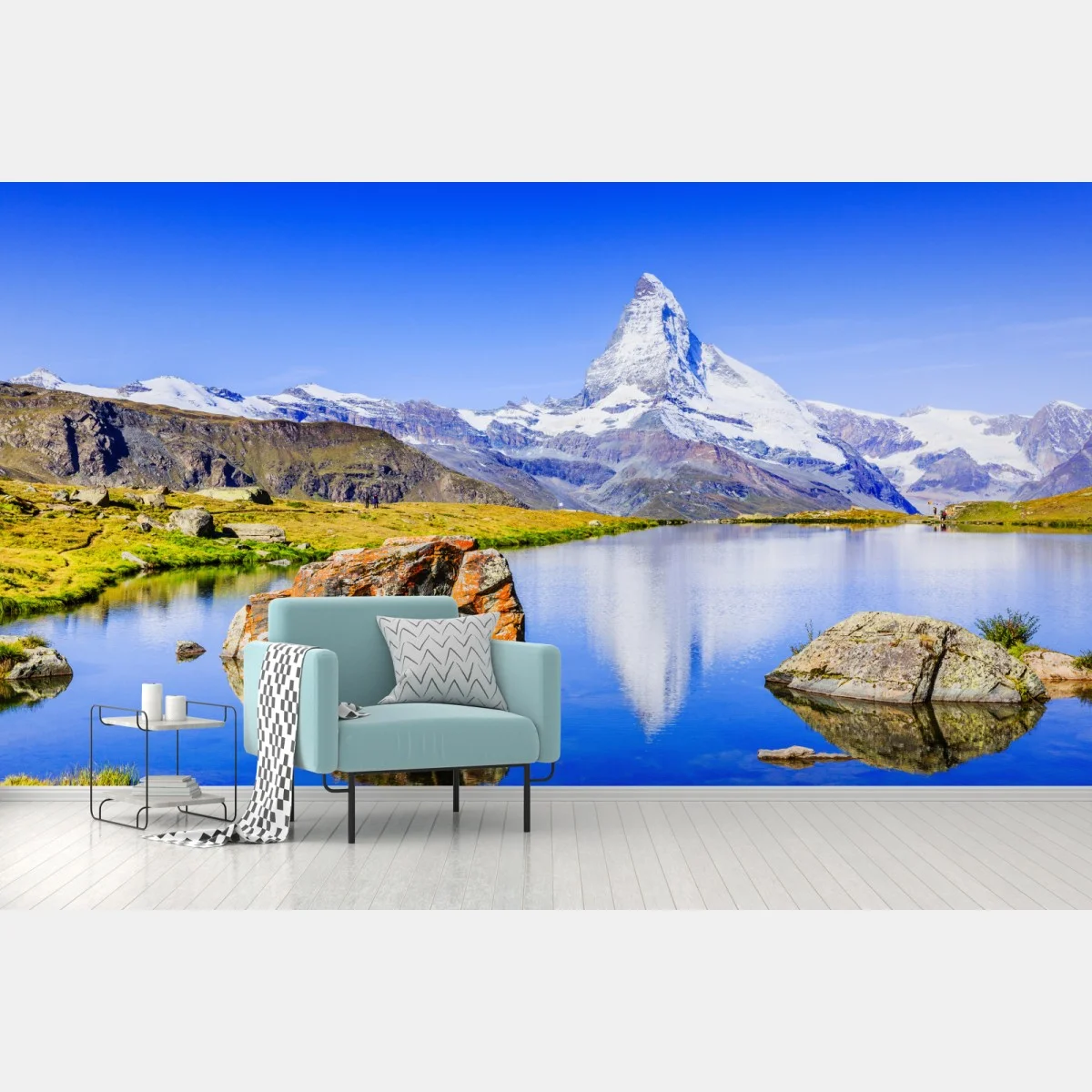Fototapete Matterhorn spiegelung am Stellisee, Zermatt – Wallnifity® Fototapete Matterhorn spiegelung am Stellisee, Zermatt – Wallnifity®