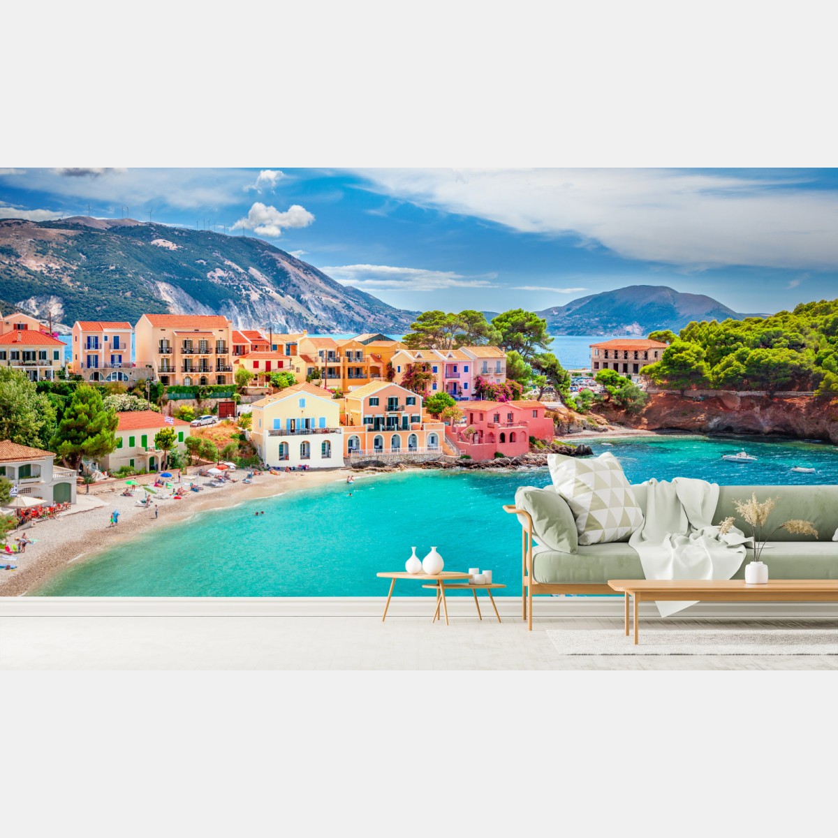 Fototapete Assos küstenblick, Kefalonia – Wallnifity®