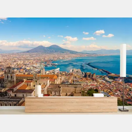 Fototapete panorama von Neapel mit dem Vesuv – Wallnifity®