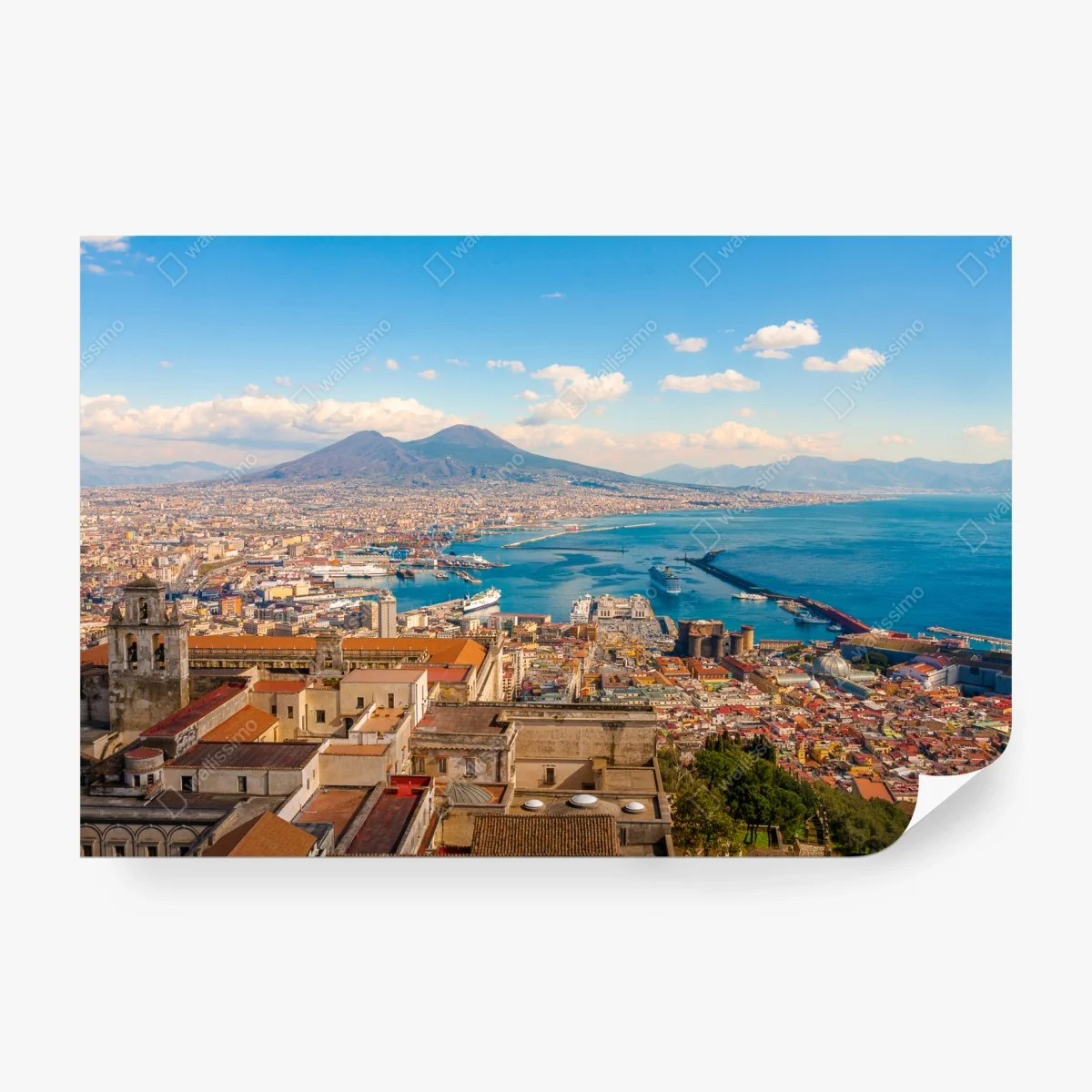 Fototapete panorama von Neapel mit dem Vesuv – Wallnifity®